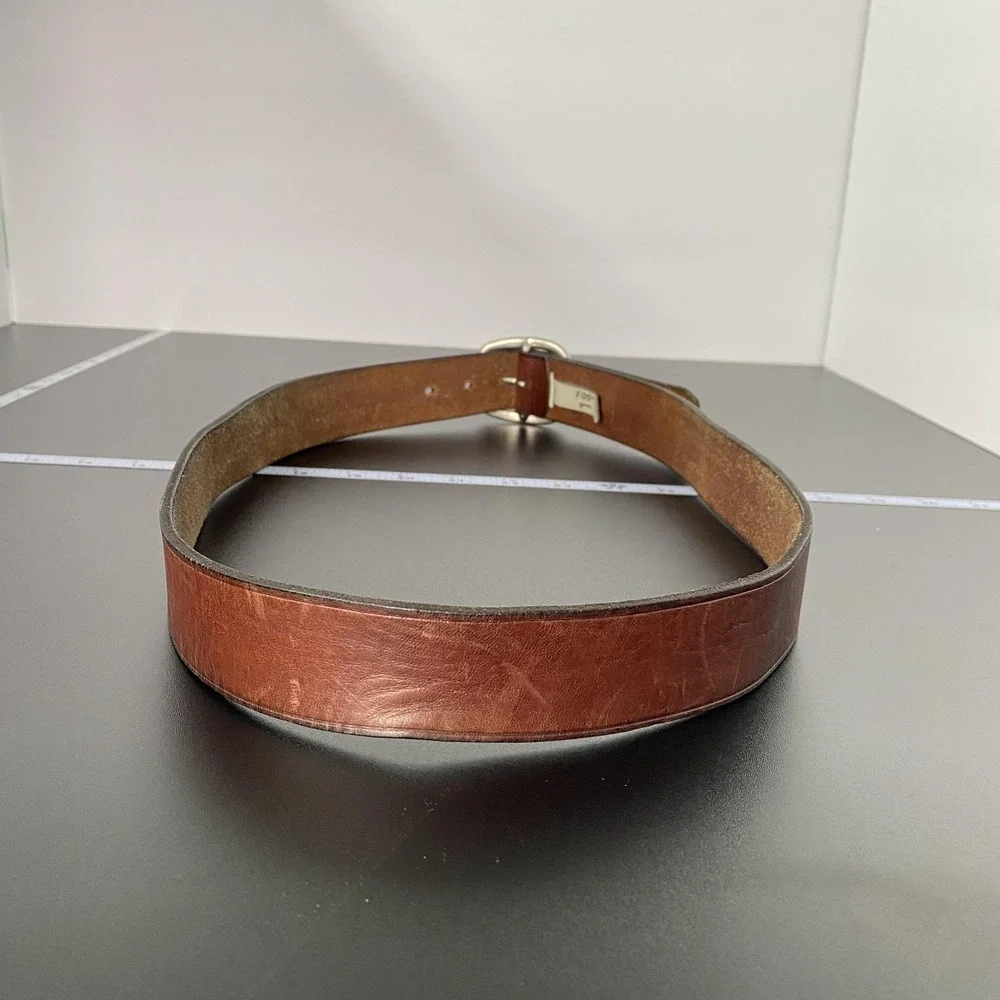 Fossil‎ Belt Mens Large Brown Leather Dress Silver Buckle Casual Classic